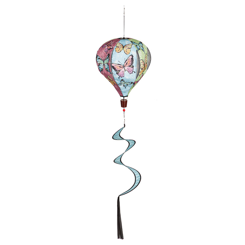 Evergreen Ballon Spinner,Butterfly Fields Burlap Balloon Spinner,15x15x55 Inches