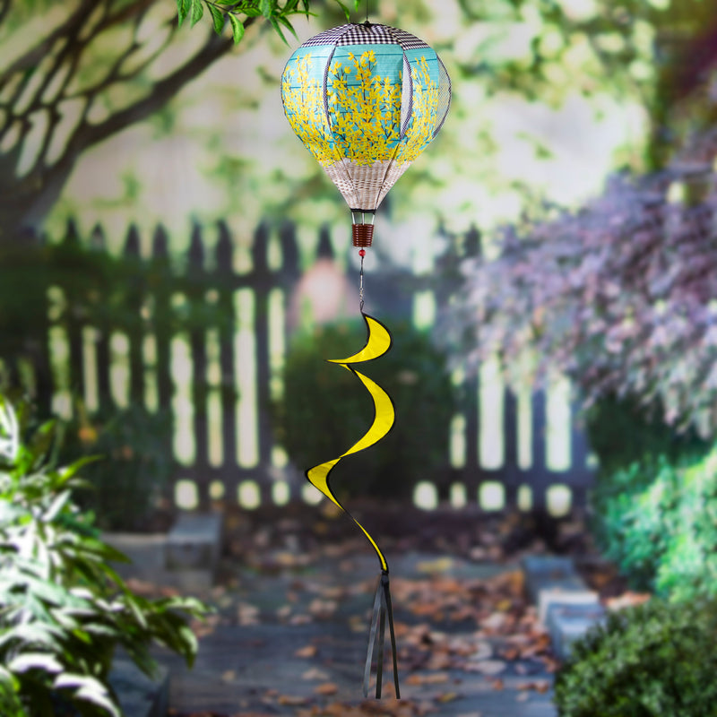 Evergreen Ballon Spinner,Forsythia Basket Burlap Balloon Spinner,15x15x55 Inches