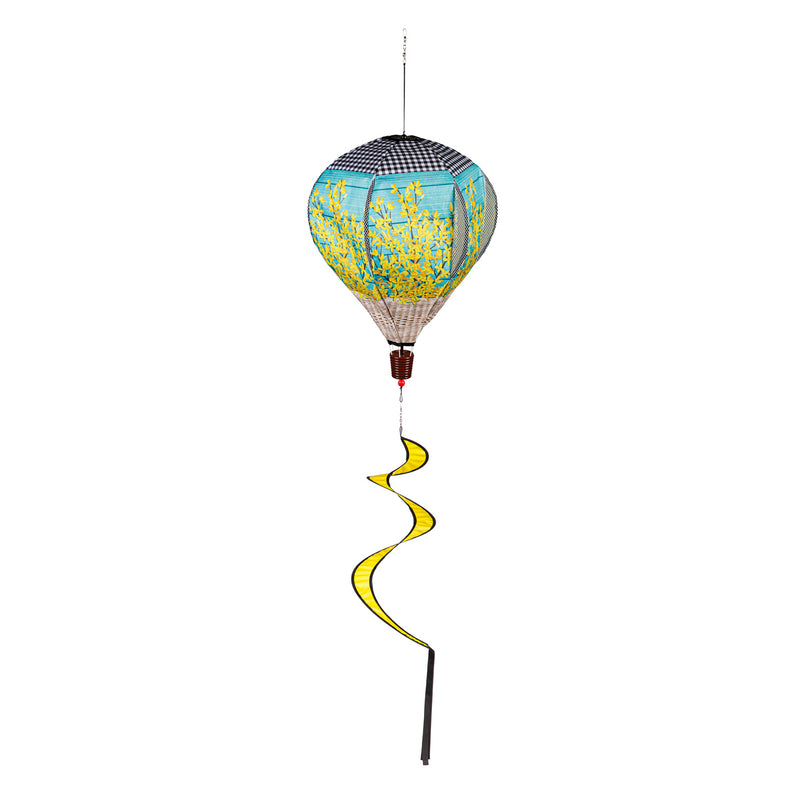 Evergreen Ballon Spinner,Forsythia Basket Burlap Balloon Spinner,15x15x55 Inches