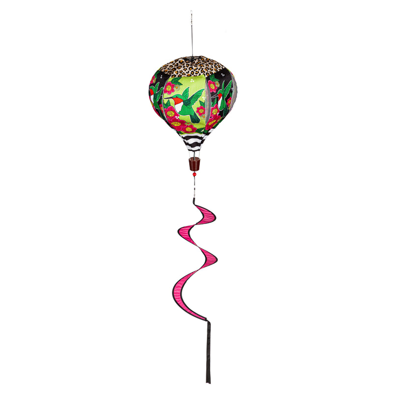 Evergreen Ballon Spinner,Spring Hummingbird Burlap Balloon Spinner,15x15x55 Inches