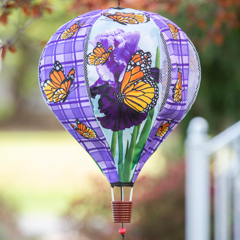 Evergreen Ballon Spinner,Iris Butterflies Burlap Balloon Spinner,15x15x55 Inches