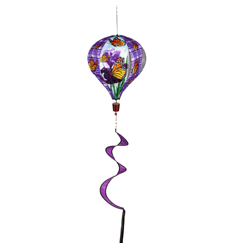 Evergreen Ballon Spinner,Iris Butterflies Burlap Balloon Spinner,15x15x55 Inches