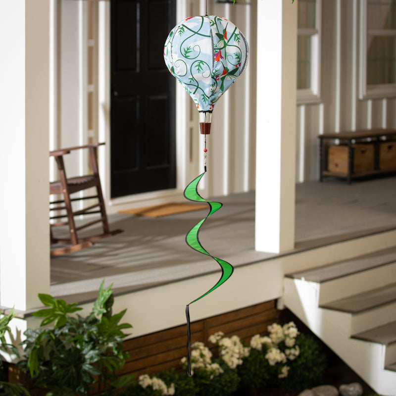 Evergreen Ballon Spinner,Hummingbird Burlap Balloon Spinner,15x15x55 Inches