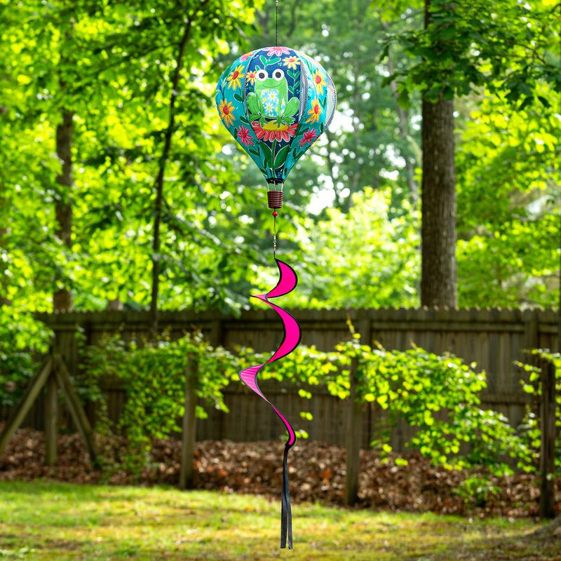 Welcome Friends Frog Burlap Balloon Spinner,45bb612