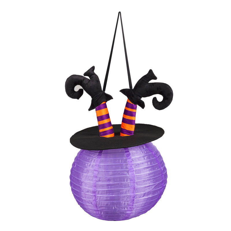 Evergreen Deck & Patio Decor,Witch Cauldron Beaming Buddies Collapsible Lantern,14x24x14 Inches