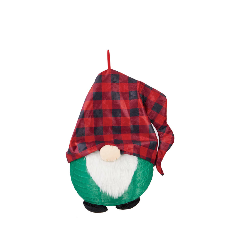 Evergreen Deck & Patio Decor,Christmas Gnome Beaming Buddies Collapsible Lantern,14x24x14 Inches