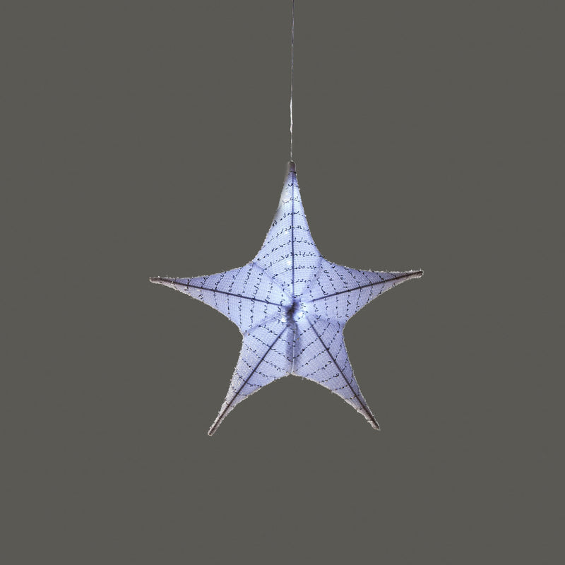 Lighted Fabric Star, Small, White,  17"x6"x17"inches