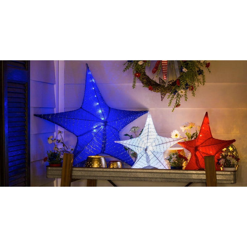 Lighted Fabric Star, Small, White,  17"x6"x17"inches