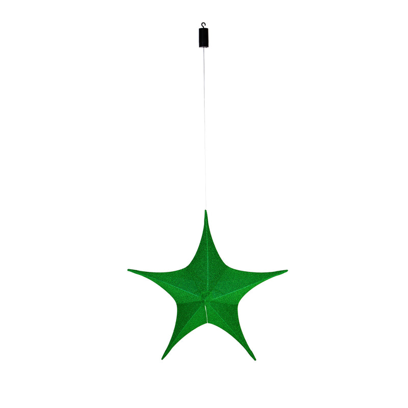 Evergreen Deck & Patio Decor,Lighted Fabric Star, Large, Green,31x31x11 Inches