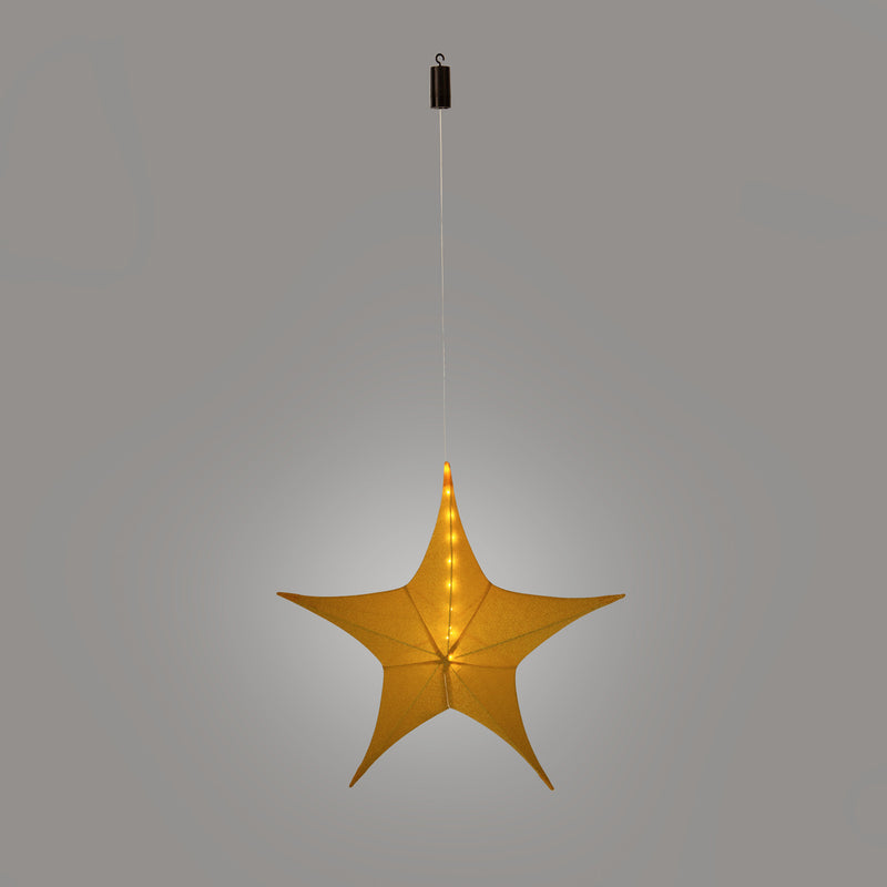 Lighted Fabric Star, Large, Gold,  31"x31"x11"inches