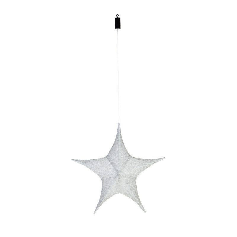 Lighted Fabric Star, Large, Silver,45st376bl