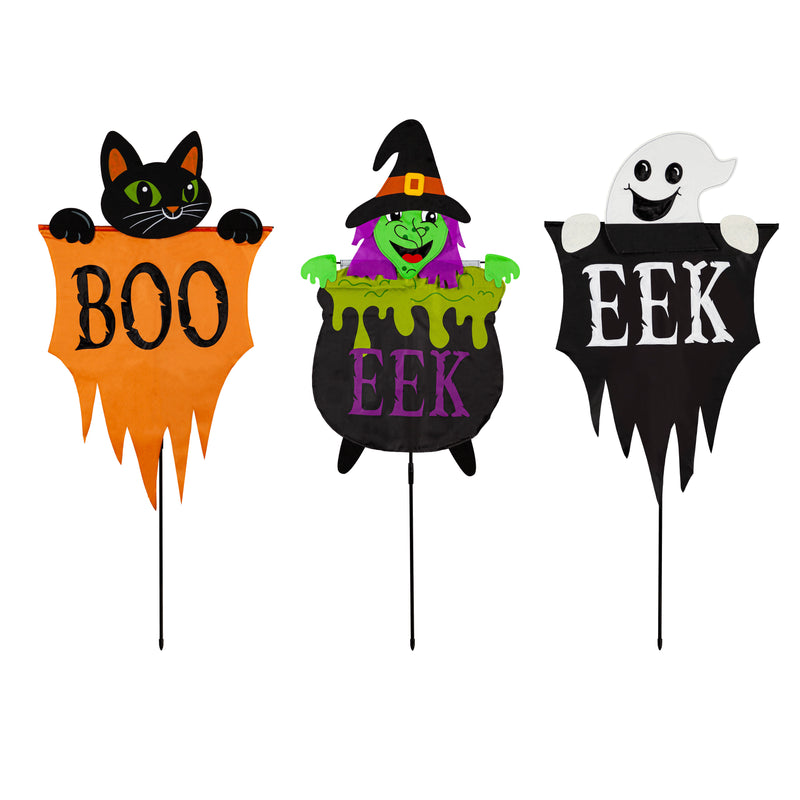 Halloween Trio Fabric Stake, 3 Asst,47fs058