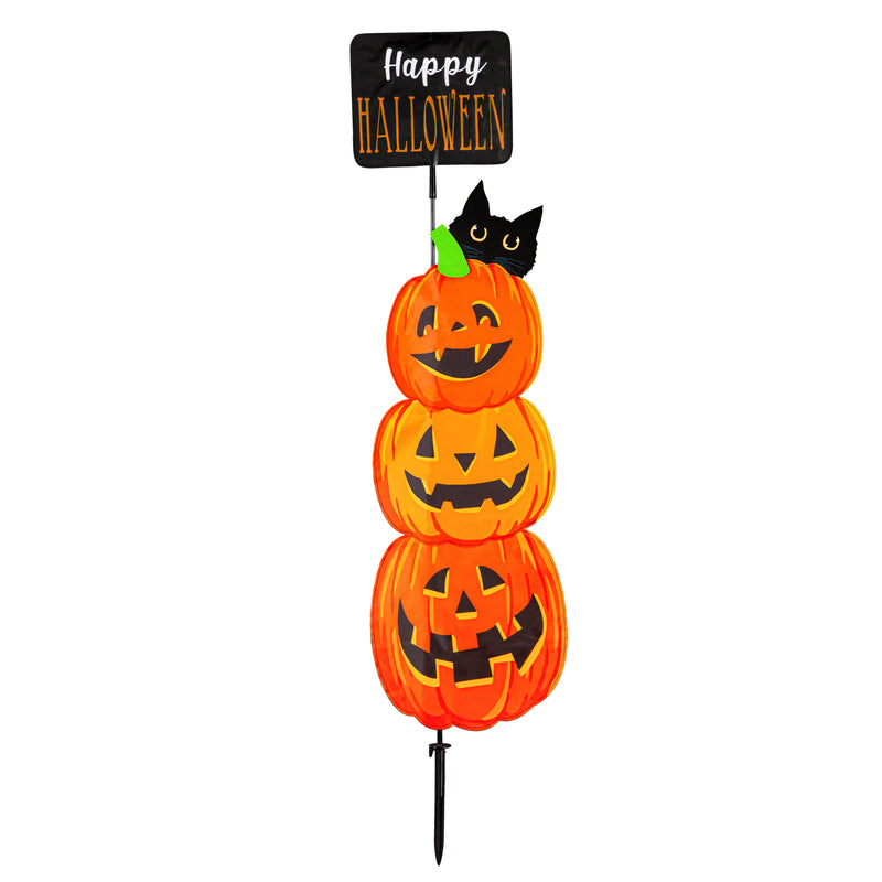 Evergreen Flag,Halloween Sign Trio Fabric Stake, 3 Asst,1.5x15x62 Inches