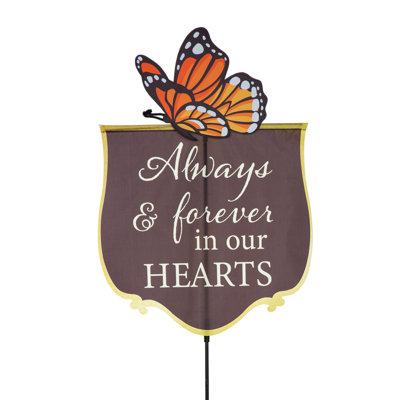 Memorial Fabric Stake, 3 Asst: Cardinal/Songbird/Butterfly,47fs069