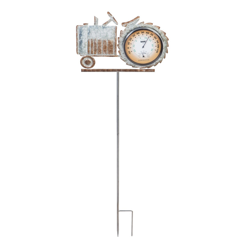 47.25"H Thermometer Galvanized Tractor Garden Stake, 14.5"x1.25"x47.25"inches