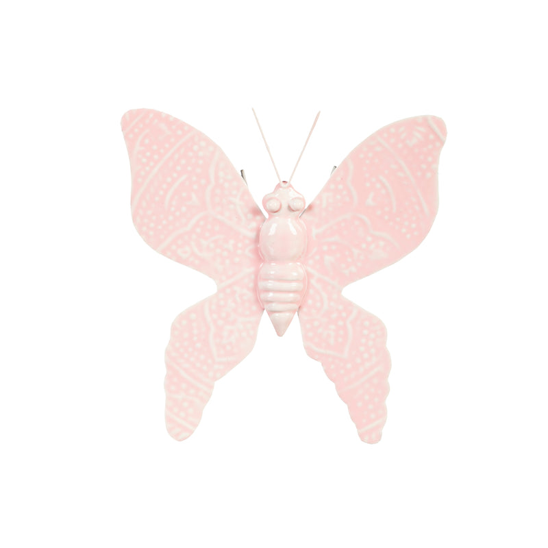 Evergreen Embossed Enamel Metal Insect Garden Statuary, Pink Tailed Butterfly, 2'' x 0'' x 0'' inches