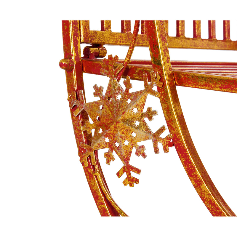 Evergreen 59"L Metal Red and Gold Santa's Sled, 33.5'' x 26'' x 26'' inches