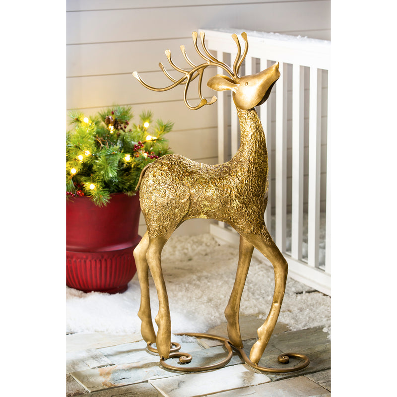 Evergreen 36"H Metal Gold Foil Deer, 36'' x 0'' x 0'' inches