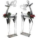 40"H Silver Whimsy Reindeer with Artificial Wreath, 2 ASST,47m2748