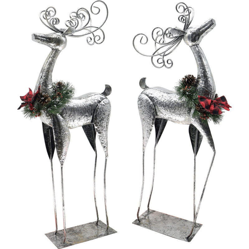 40"H Silver Whimsy Reindeer with Artificial Wreath, 2 ASST,47m2748