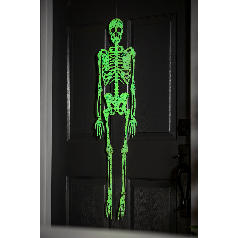 39.25"H Glow in the Dark Skeleton on Shephard's Hook Garden Stake,47m2754