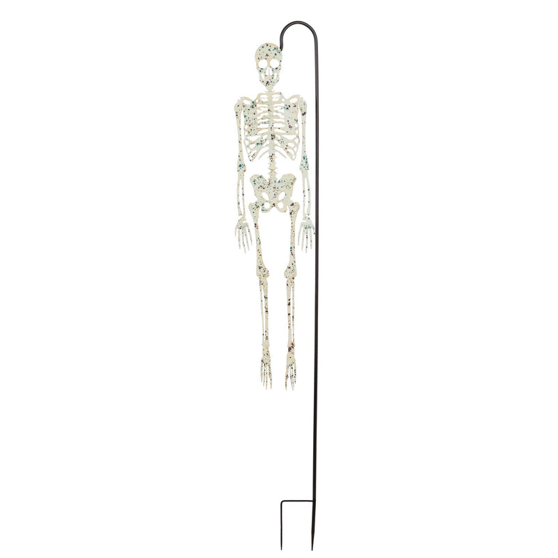 39.25"H Glow in the Dark Skeleton on Shephard's Hook Garden Stake,47m2754