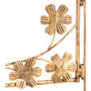 18.25" 3 Tier Collapsible Plant Stand, Honeycomb and Floral with Gold and Verdigris Finish, 8"x10"x18.25"inches