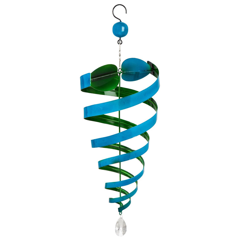 Conical Swirl Hanging Wind Twirler, Blue and Green,7.87"x7.87"x25.59"inches