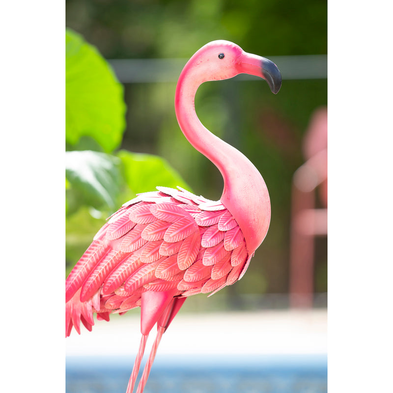 37.5"H Metal Flamingo Garden Statuary, 14.96"x7.09"x37.6"inches