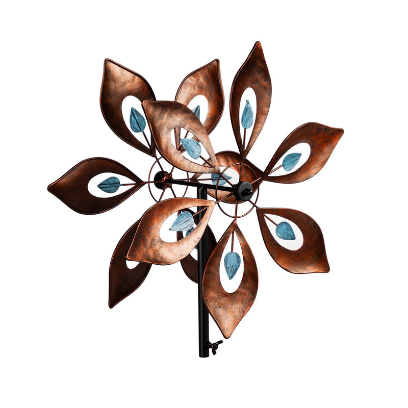 Wind Spinner Topper, Copper and Turquoise Feathers,7.75"x14"x15.75"inches