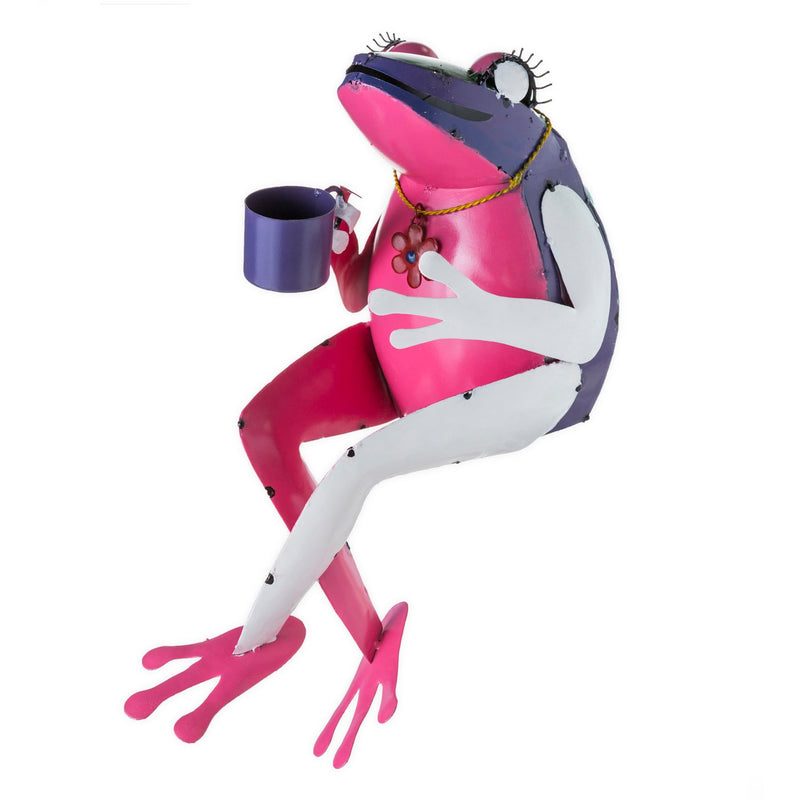 Recycled Metal Tea Frog Garden Art,47m3282