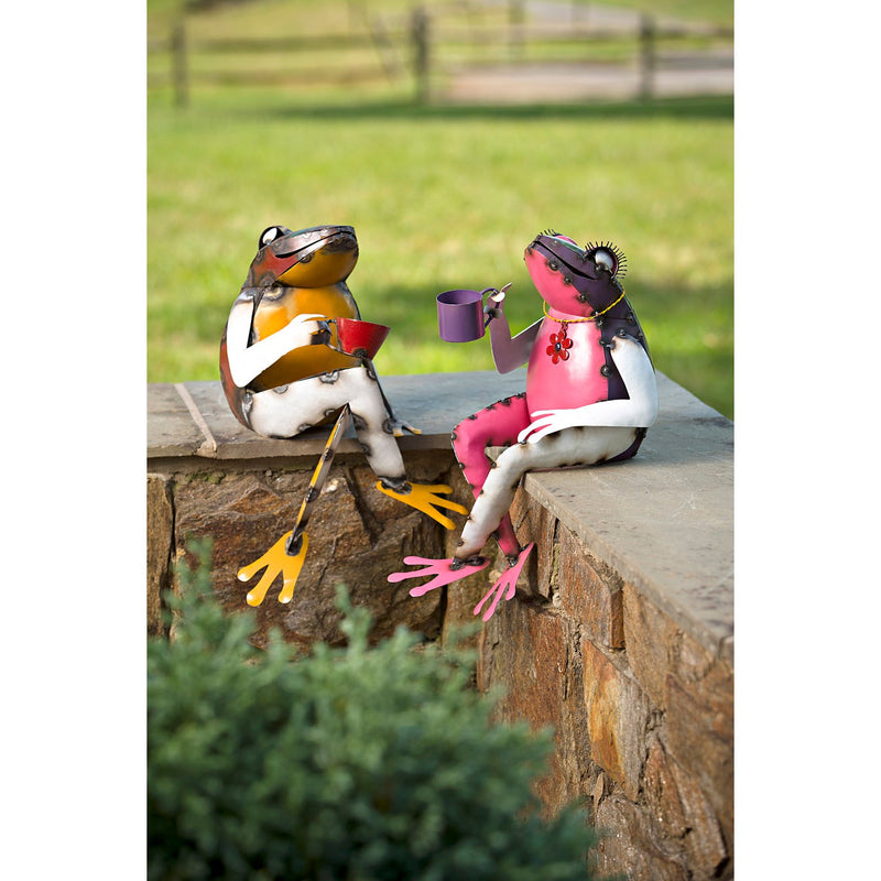 Recycled Metal Tea Frog Garden Art,47m3282