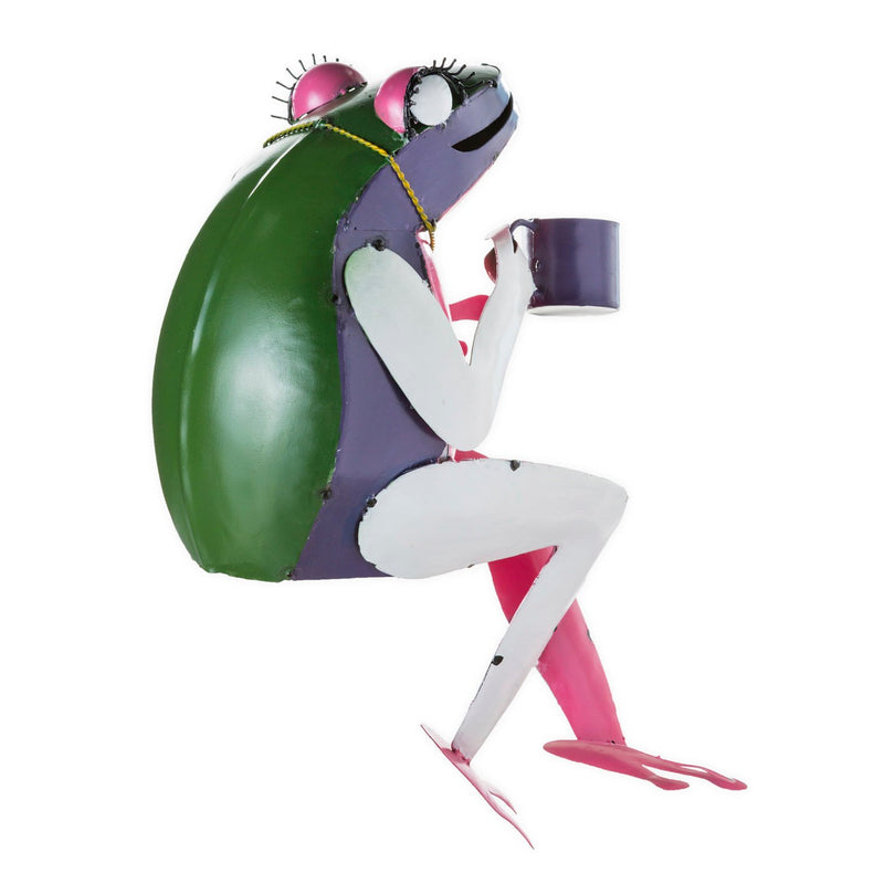 Recycled Metal Tea Frog Garden Art,47m3282