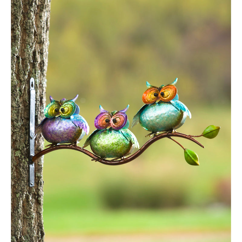3 Metal Owls on Branch Wall Art, 16.25"x9.13"x2.5"inches