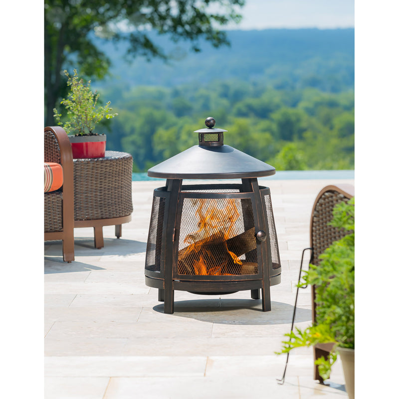 Tall firepit with chimney, 22"x22"x31"inches
