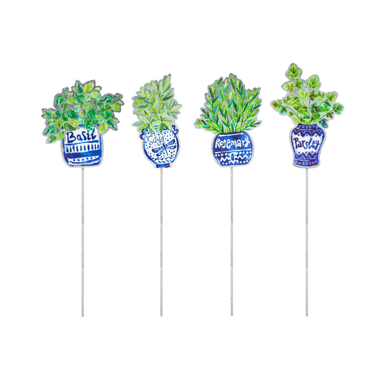 18"H Plant Pick, Herb Markers,  4 Asst, 12pc w/ Bucket Display,47m3614