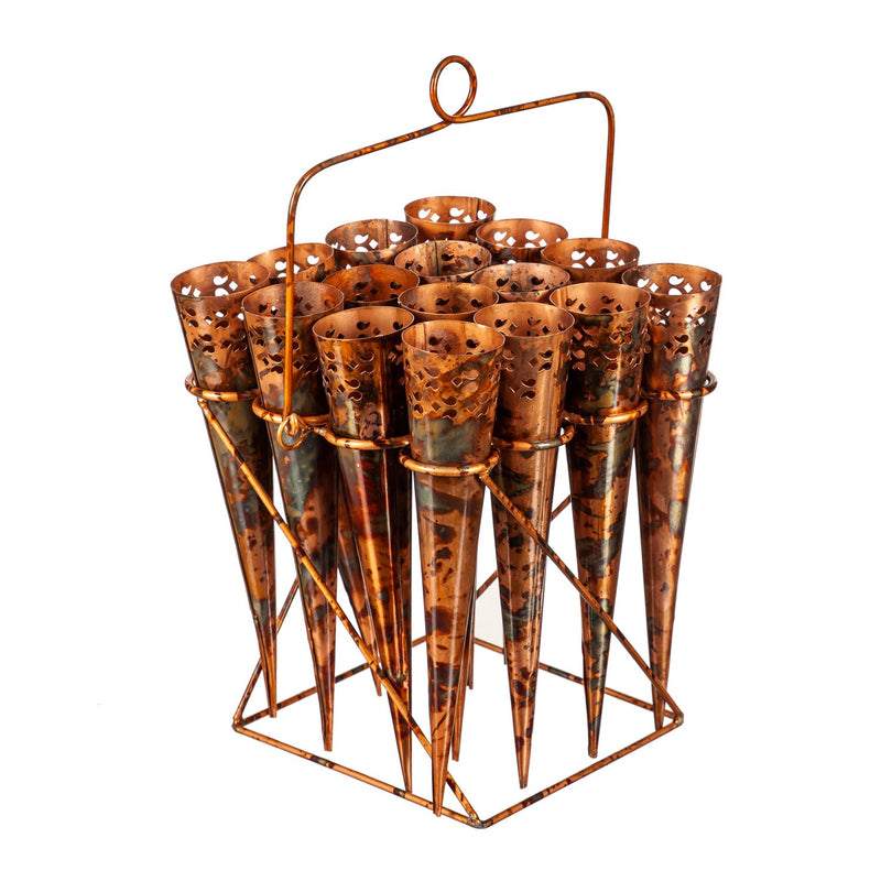 16-pc Set Metal Outdoor Cone Candle Holder Garden Stake w/ display, 9.44"x8.66"x10.23"inches