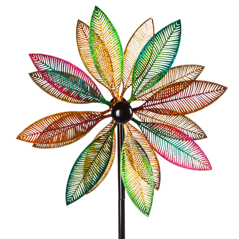 69"H Wind Spinner, Filagree Leaves,20.87"x9.84"x69.69"inches