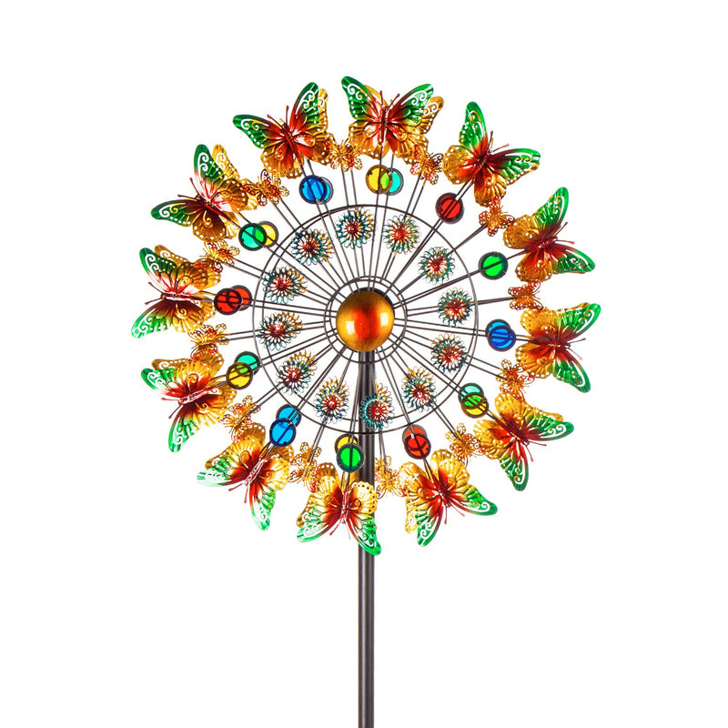 75" Wind Spinner with Glass Accents, Butterfly Shimmer,23"x10.25"x75"inches
