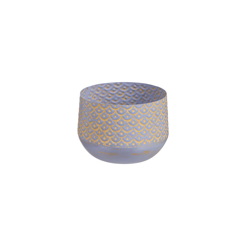 Set of 3 Distressed Light Periwinkle Embossed Planter, 11.75"x11.75"x7.25"inches