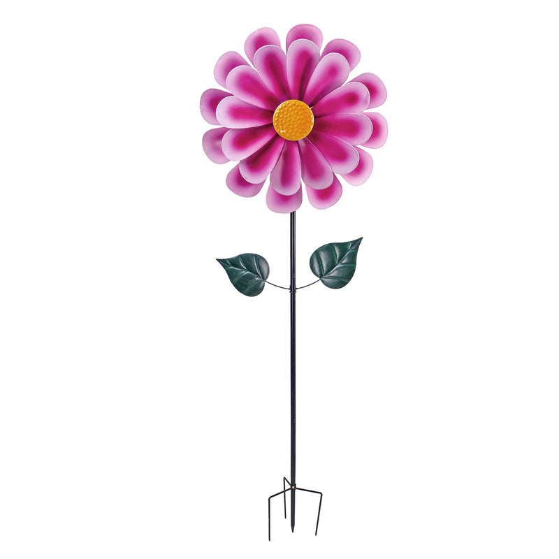 75"H Pink Flower Statement Wind Spinner,24"x6.5"x75"inches