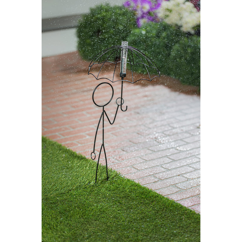 24"H Little Man with Umbrella Rain Gauge, 12.8"x5.9"x24"inches