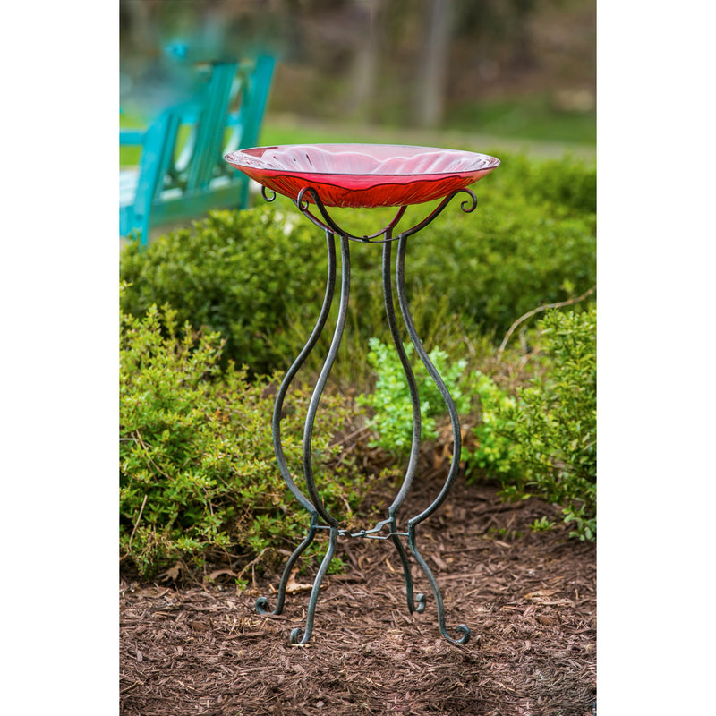 Evergreen Bird Bath,Scroll Birdbath Stand,11.75x11.75x29.25 Inches