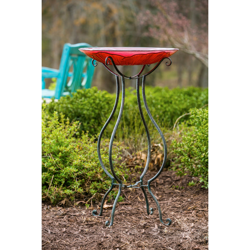 Evergreen Bird Bath,Scroll Birdbath Stand,11.75x11.75x29.25 Inches