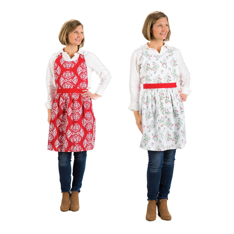 Printed Apron with Gathered Skirt, 2 Assorted,4ap037