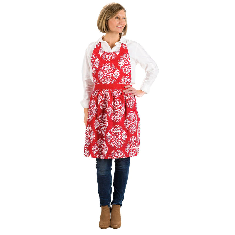 Printed Apron with Gathered Skirt, 2 Assorted,4ap037