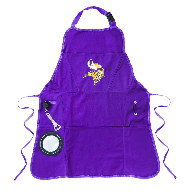Team Sports America NFL Minnesota Vikings Ultimate Grilling Apron Durable Cotton with Beverage Opener and Multi Tool for Football Fans Fathers Day and More