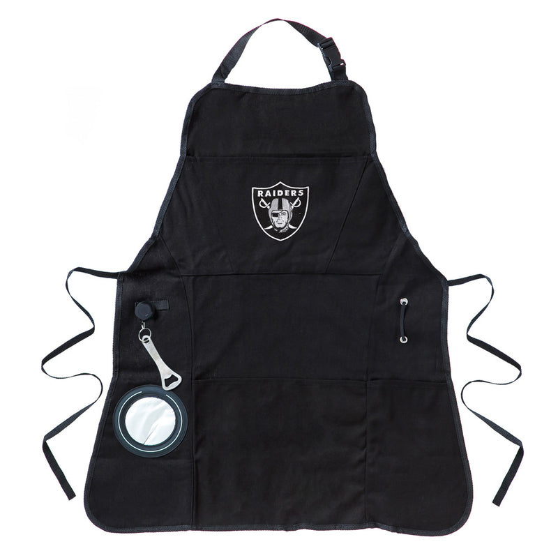 Team Sports America NFL LAS Vegas Raiders Ultimate Grilling Apron Durable Cotton with Beverage Opener and Multi Tool for Football Fans Fathers Day and More