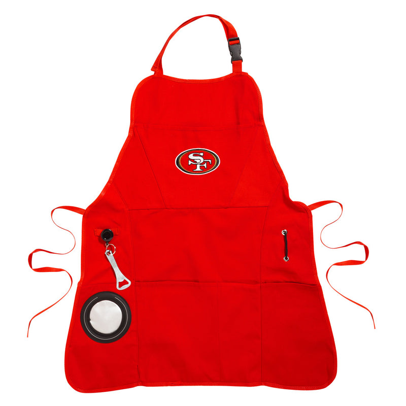 Team Sports America NFL San Francisco 49ers Ultimate Grilling Apron Durable Cotton with Beverage Opener and Multi Tool for Football Fans Fathers Day and More