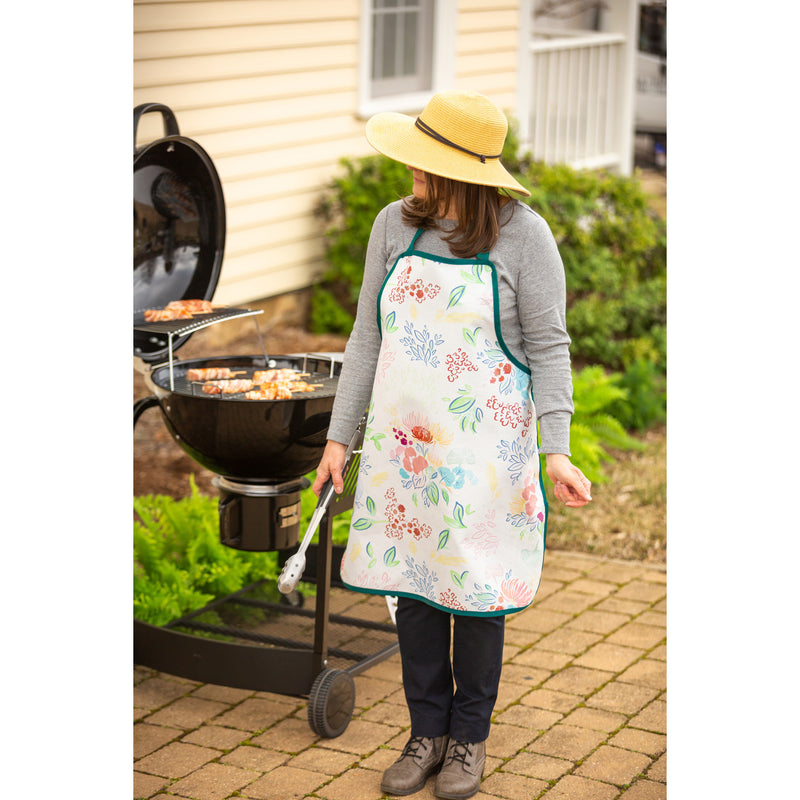 Doulbe Sided Apron, Backyard Oasis, Floral Essence,27"x31"x0.1"inches